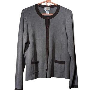 Talbot's Made in Italy Brown 'Tweed' Cotton Blend Sweater Blazer Womens Sz L